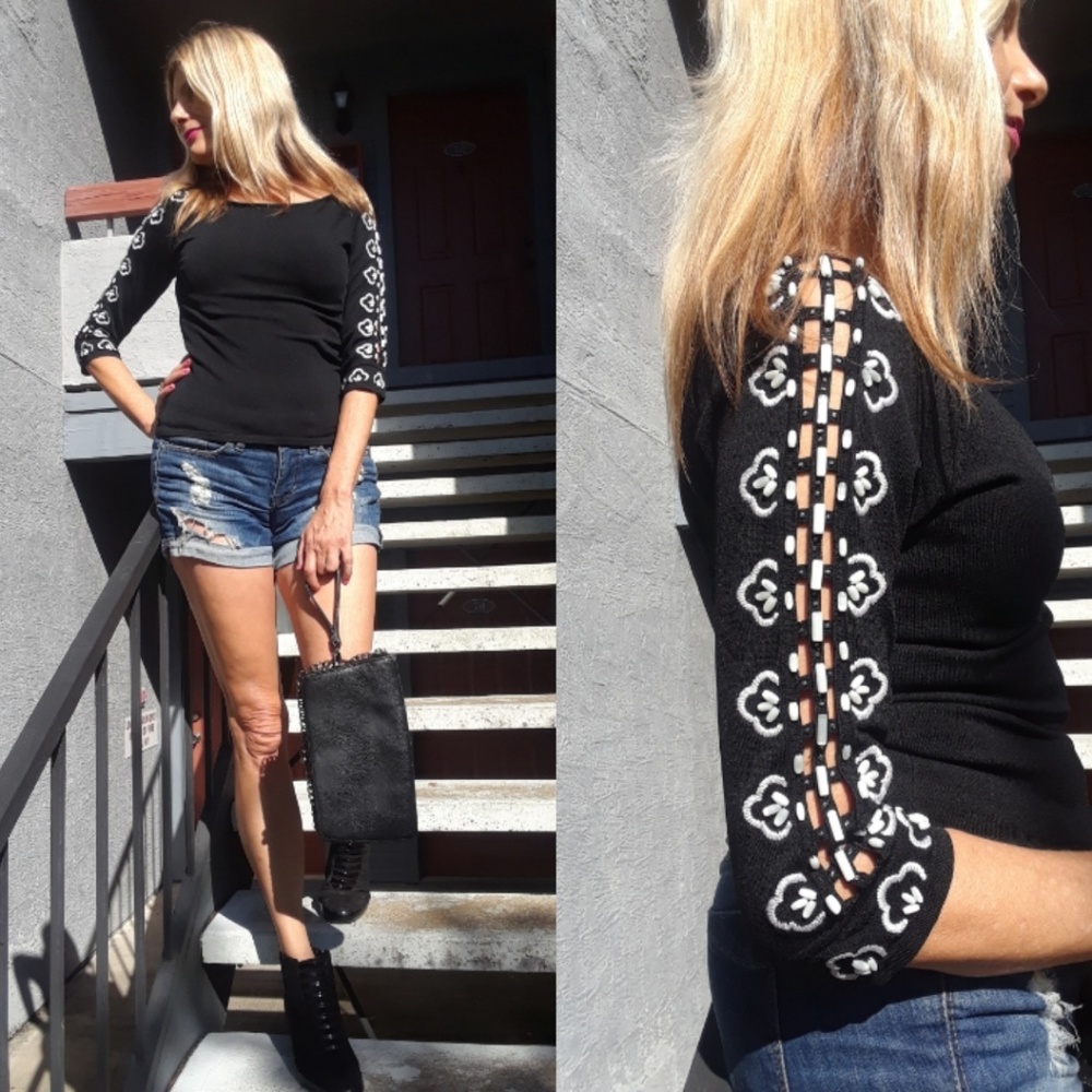 Gaby & Eden sexy pre Y2K cropped black blouse Small